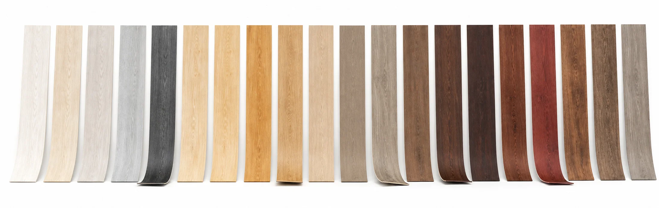 Commercial PVC flooring in twenty wood-grain colors