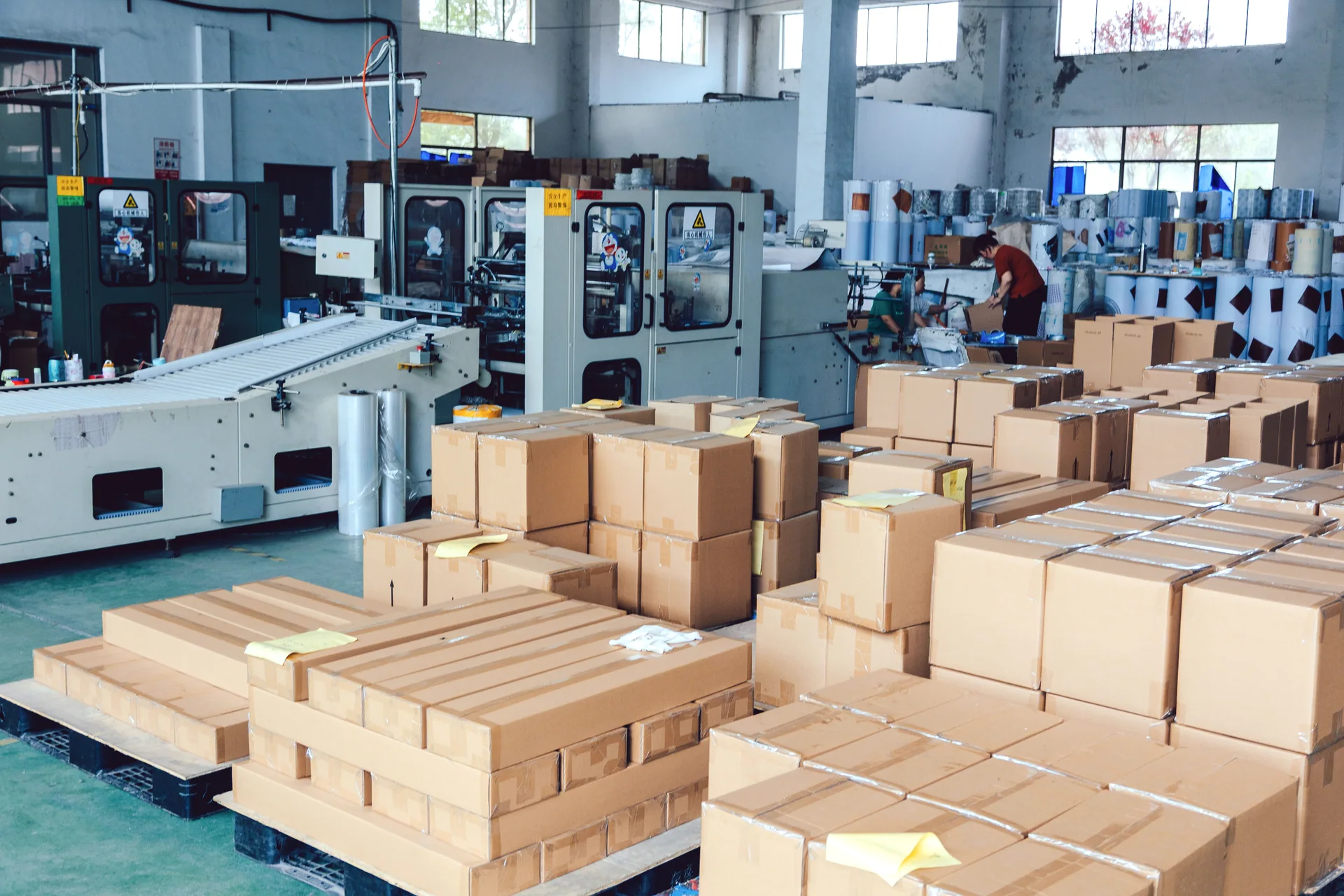 PVC flooring production and packing workshop