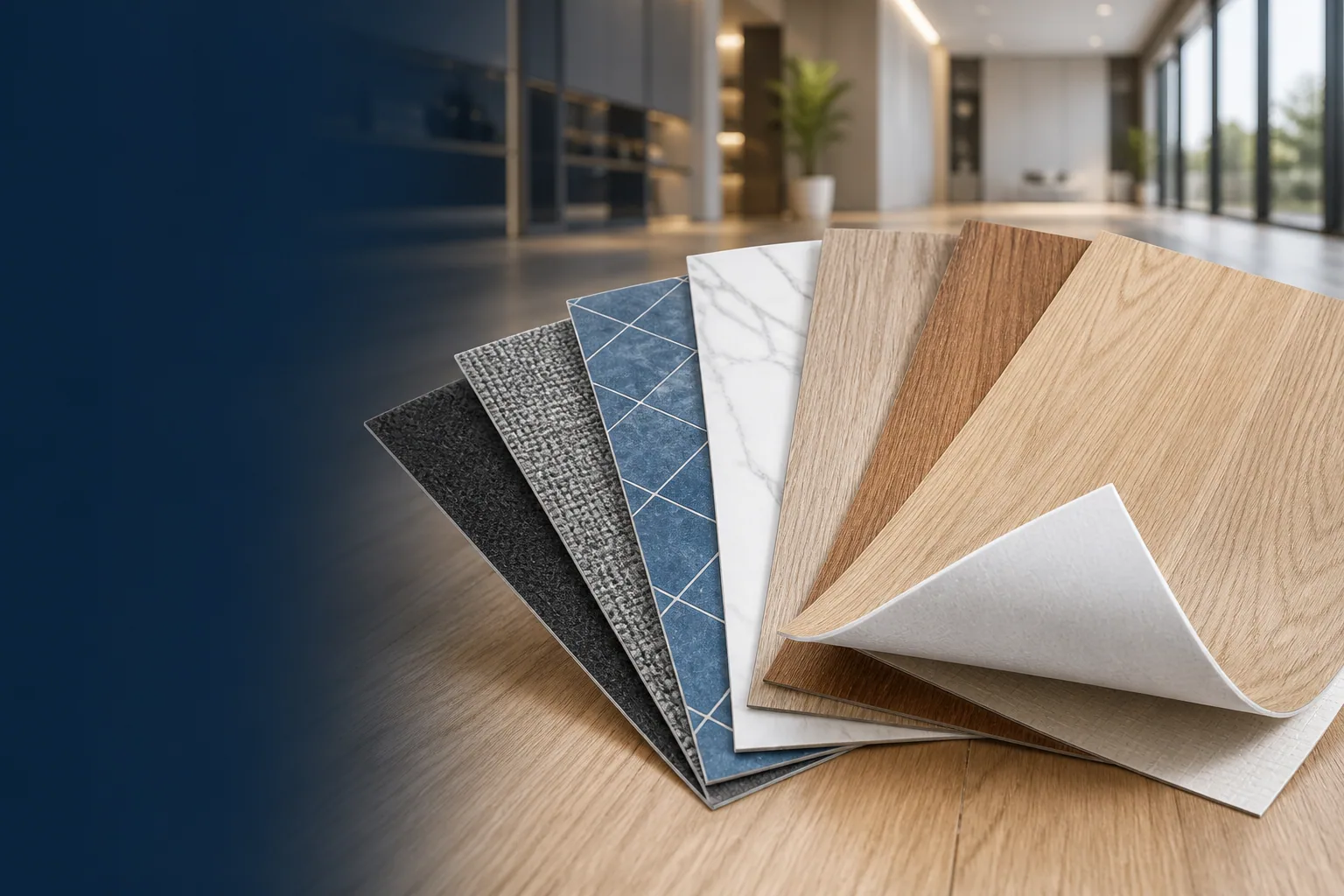 Peel and stick PVC flooring samples